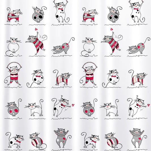 Duschvorhang, Duschvorhang Badewanne, Duschvorhang Textil, Duschvorhang Modern, Textil Polyester, Tatkraft Funny Cats, 2