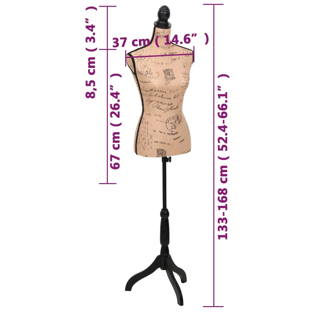 Damenbüste Schneiderpuppe Büste Torso Angezogen Mannequin Jute, vidaXL, 7