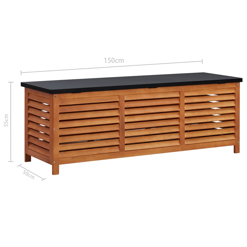 vidaXL – Gartenbox aus massivem Eukalyptusholz und Metall, 150 × 50 × 55 cm