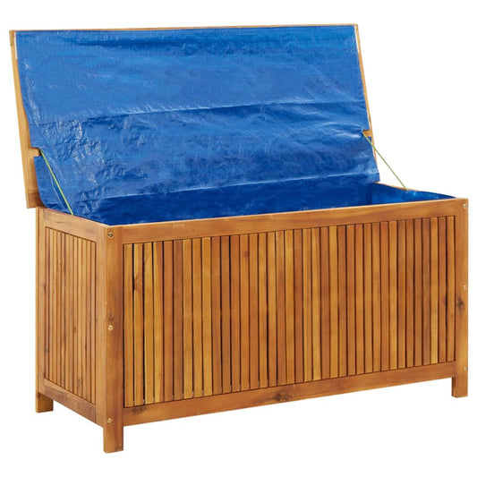 vidaXL – Gartenbox mit Sitzfläche aus massivem Akazienholz, 113 × 50 × 58 cm, mit wasserabweisender Auskleidung