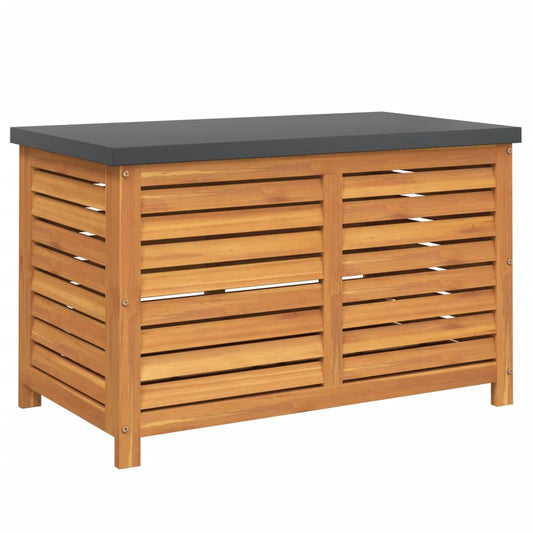 vidaXL – Gartenbox aus massivem Akazienholz mit Metallplatte und Gasfeder, 90 × 48 × 55 cm