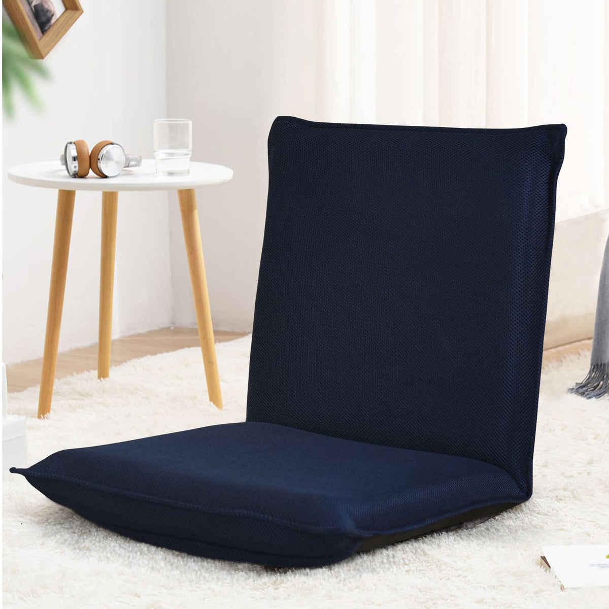 Bodensofa, Bodenstuhl Bodensessel verstellbarer Gaming-Stuhl bequeme Rückenlehne, Marineblau, Costway, 12