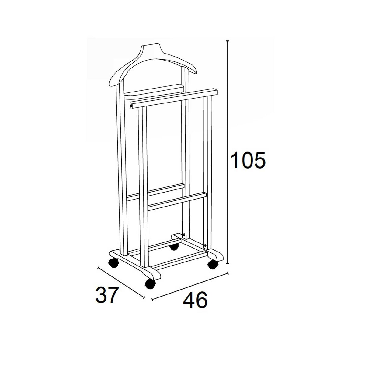 Herrendiener, Kleiderständer Holz, Schlafzimmer Diener MIRANO, 1 Kleiderbügel, Hosenständer und Ablagefläche, ARIT, 5