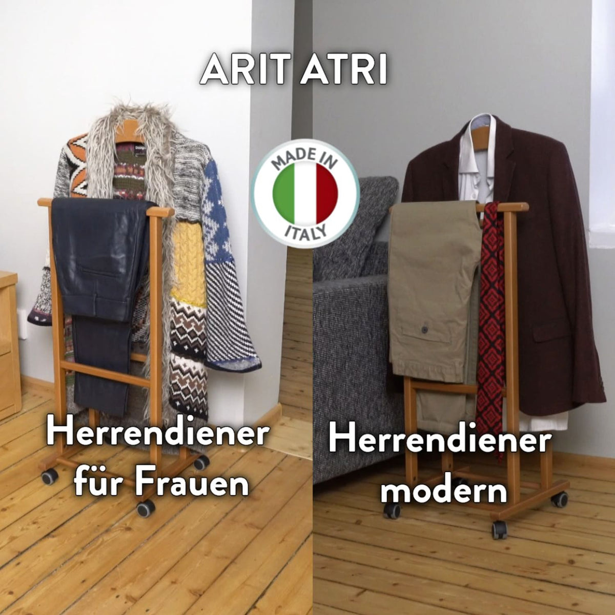 Herrendiener, auf Rollen, Stummer Diener Holz, Herrendiener für Frauen, Kleiderbügel, ARIT ATRI, 9