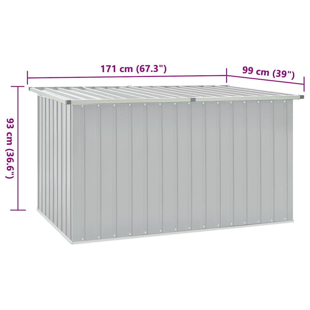 Gartenbox Metall, Gartenbox xxl, 171x99x93 cm, Aufbewahrungsbox garten, Werkzeugkasten, Verzinktem Stahl, Grau, vidaXL, 9