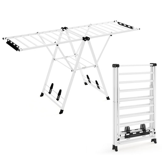 Wäscheständer Platzsparend, Wäscheständer Klappbar, Höhenverstellbare Flügeln Wäschetrockner, Weiß, Costway, 2