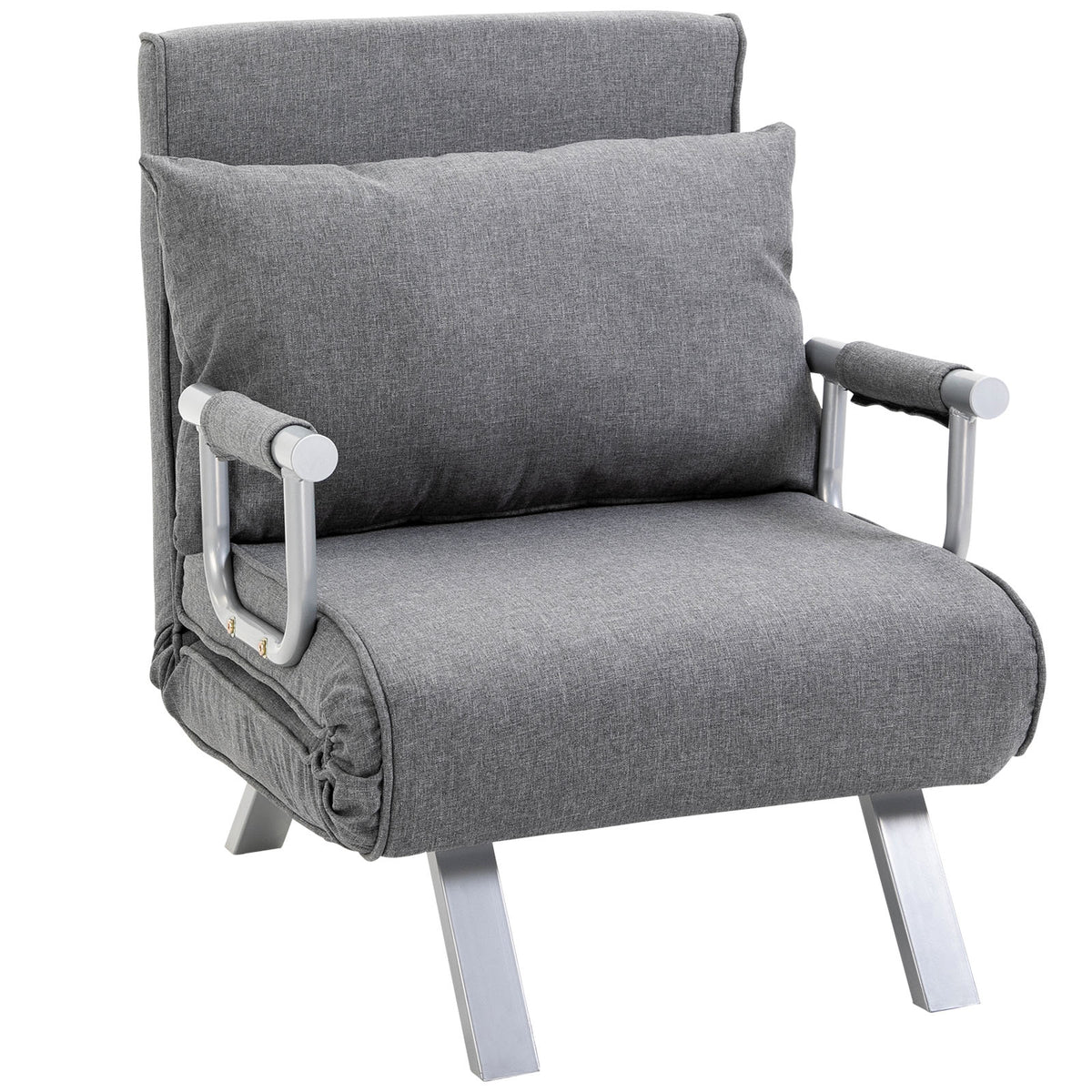 HOMCOM – 3-in-1-Schlafsessel mit 5-fach verstellbarer Rückenlehne und Armlehnen, 65 × 69 × 80 cm, Grau