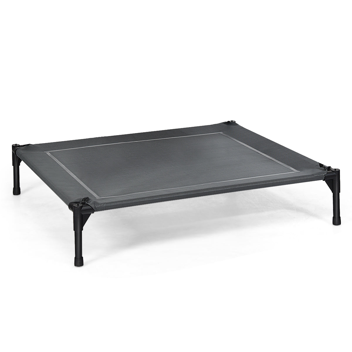 Costway - Hundebett xxl, Hundebett Outdoor, Hundebett mit Dach, Erhöhtes Hundebett, abnehmbarer Überdachung, Haustierbett, 90 x 81 x 86 cm, Grau