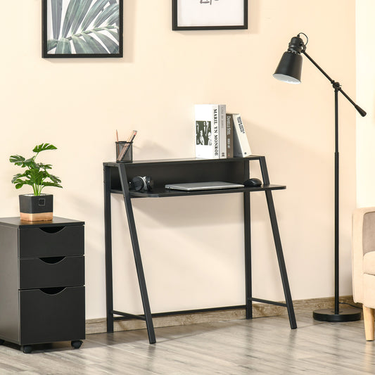 HOMCOM – Kompakter Computertisch mit Ablage und Kabeldurchlass, 84 × 45 × 85 cm, Schwarz