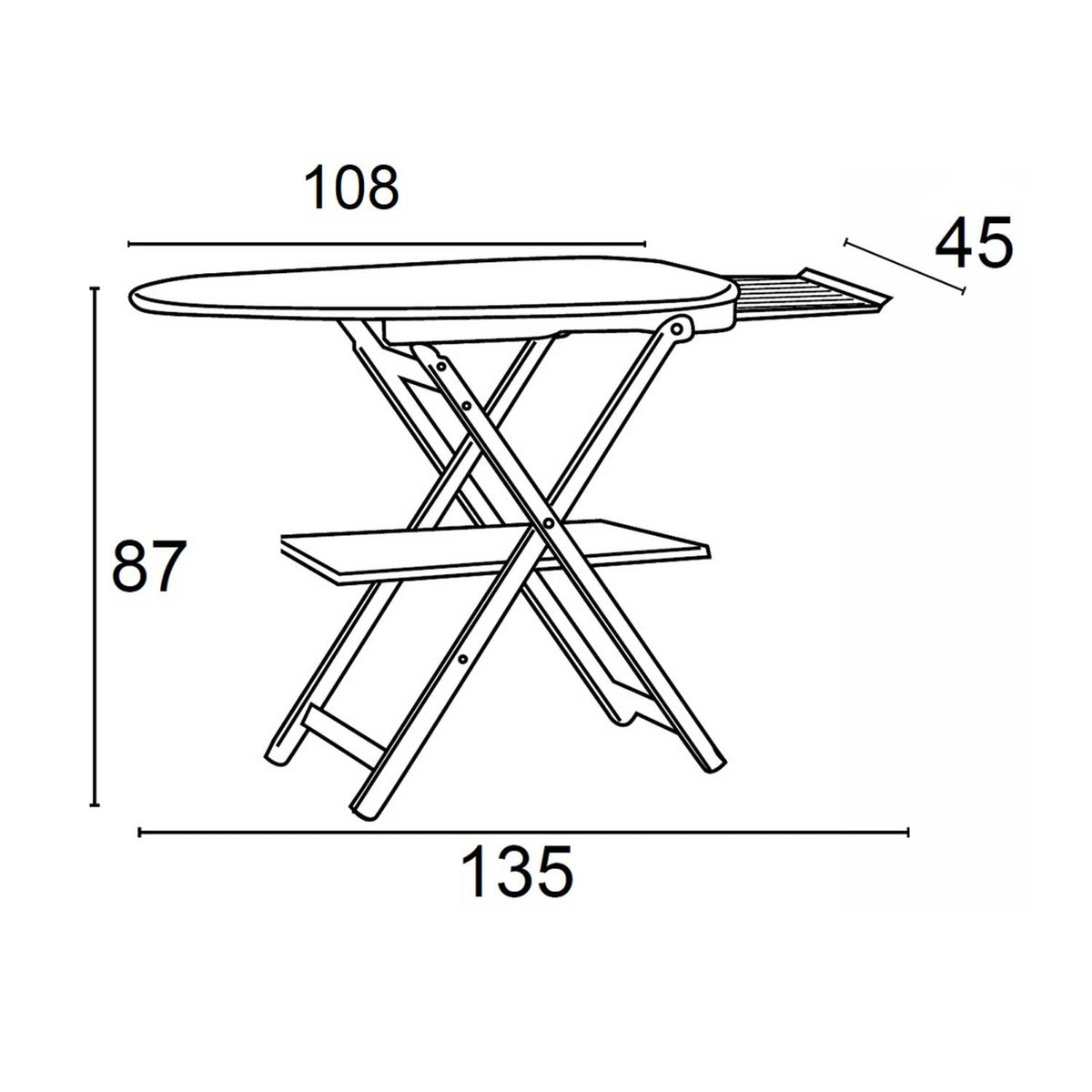 Bügeltisch, Bügelbrett Holz, massiver Buche, Bügelbrett Klappbar, Bügelhalter, Bezug Baumwolle, geräumige Ablage, ASTIR, 4
