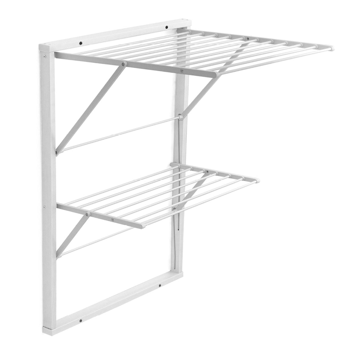 Wäscheständer wand, Trockengestell für die Wand KEVIN, 11 Meter Wäscheleine, einfach an der Wand zu befestigen, Farbe Weiß, 2
