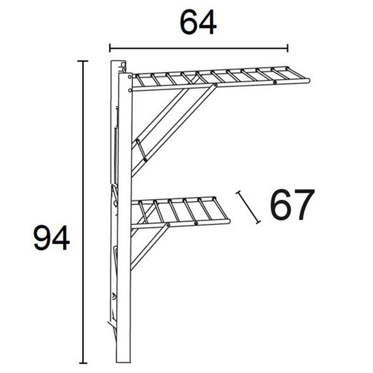 Wäscheständer wand, Trockengestell für die Wand KEVIN, 11 Meter Wäscheleine, einfach an der Wand zu befestigen, Weiß, 4