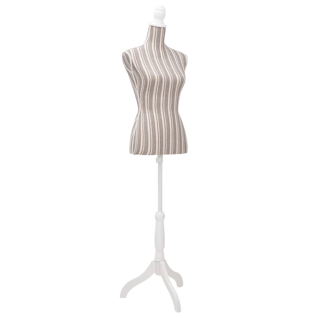Damenbüste Schneiderpuppe Büste Torso Mannequin Leinen mit Streifen, vidaXL, 1