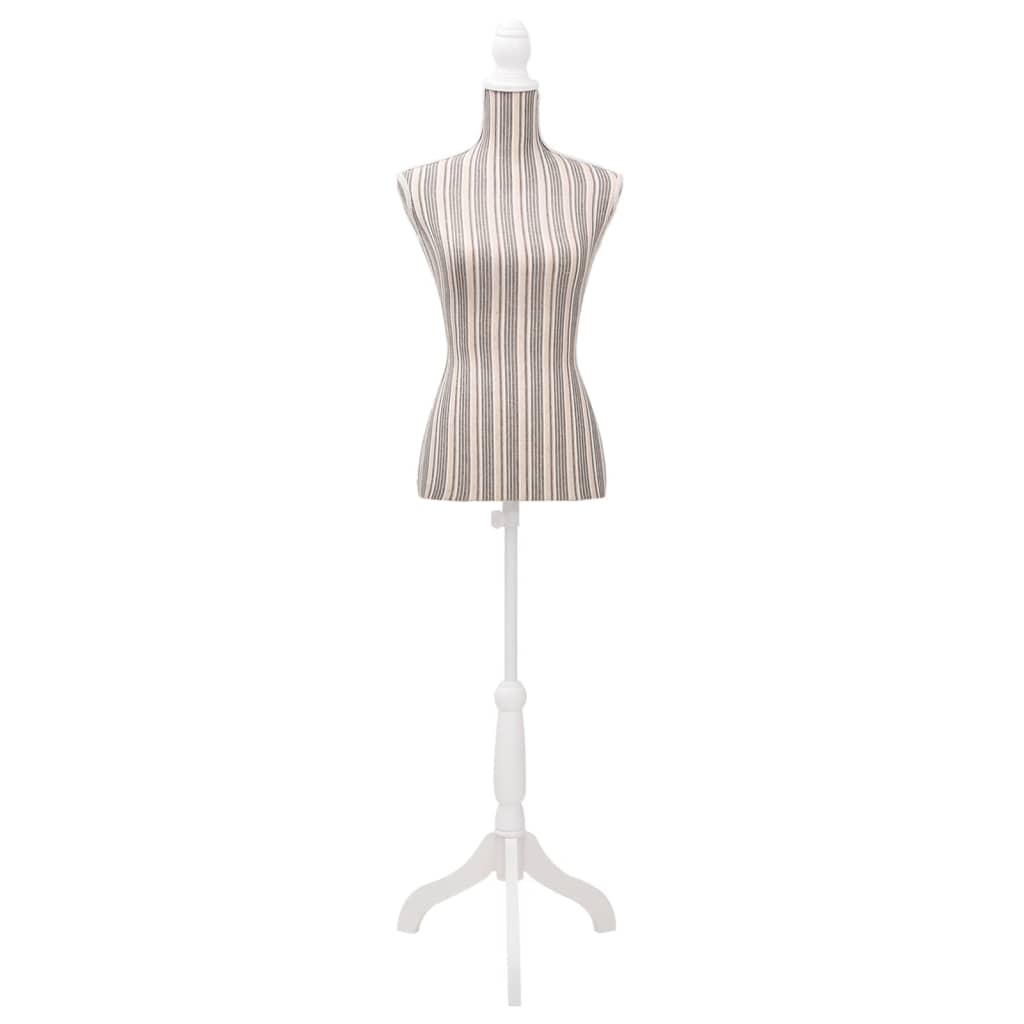 Damenbüste Schneiderpuppe Büste Torso Mannequin Leinen mit Streifen, vidaXL, 2