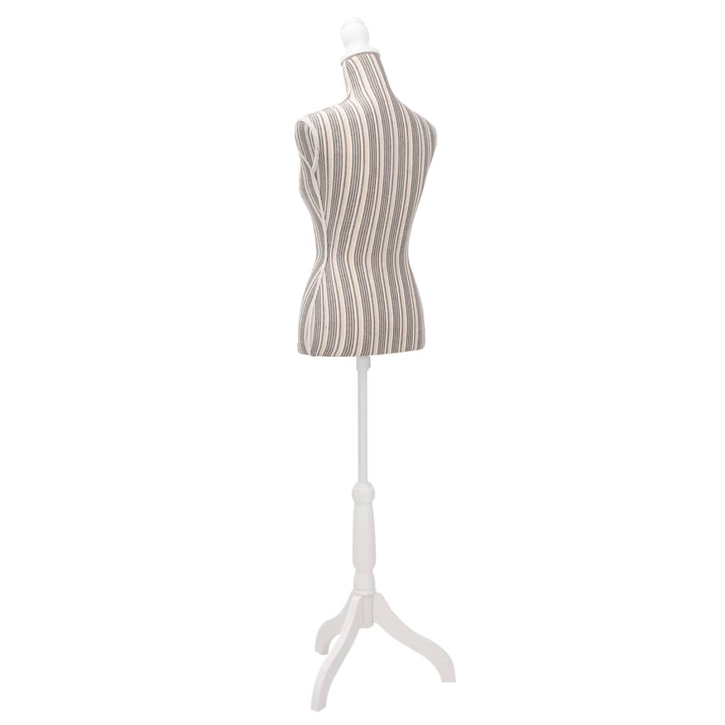 Damenbüste Schneiderpuppe Büste Torso Mannequin Leinen mit Streifen, vidaXL, 4