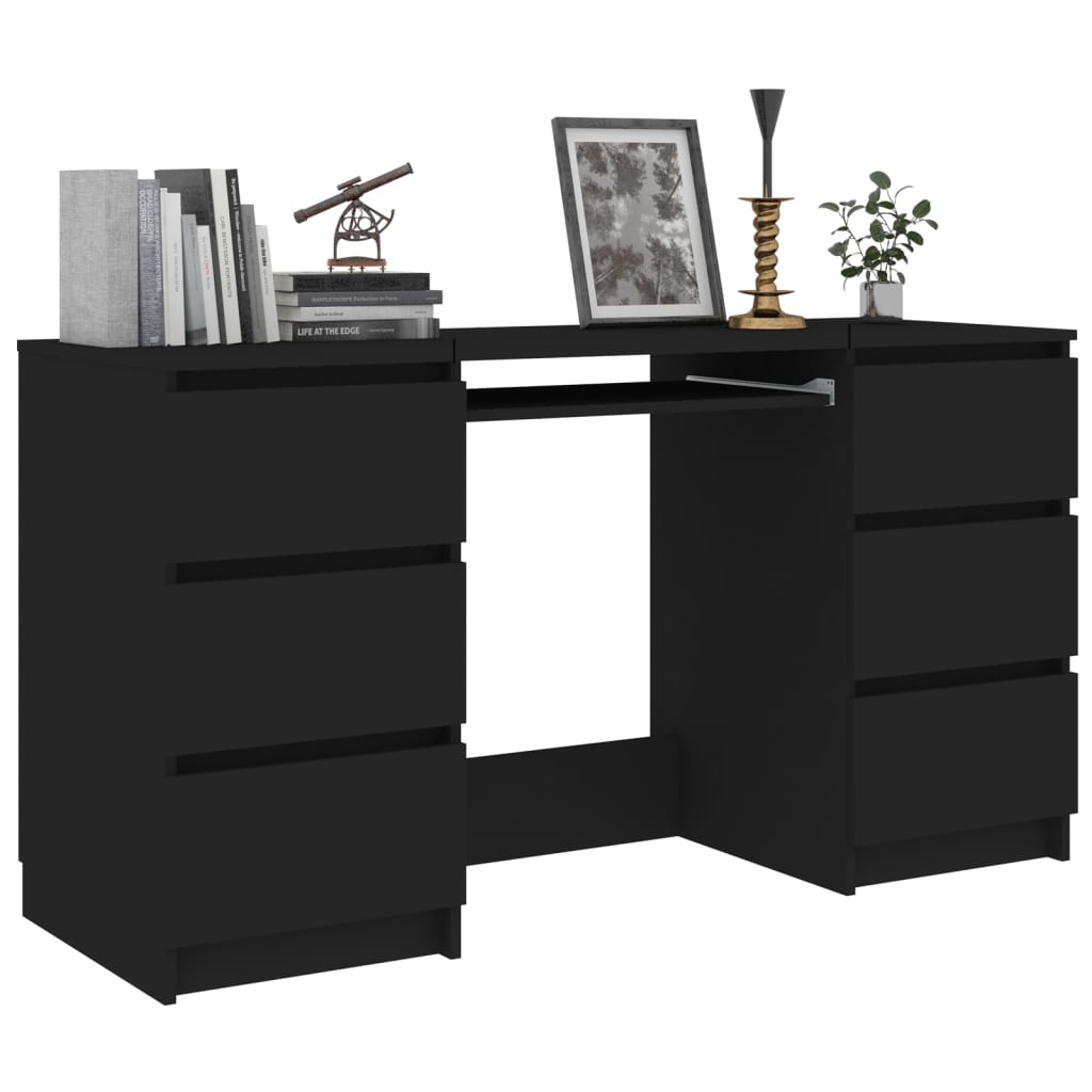 vidaXL - Schreibtisch Schwarz 140x50x77 cm Holzwerkstoff