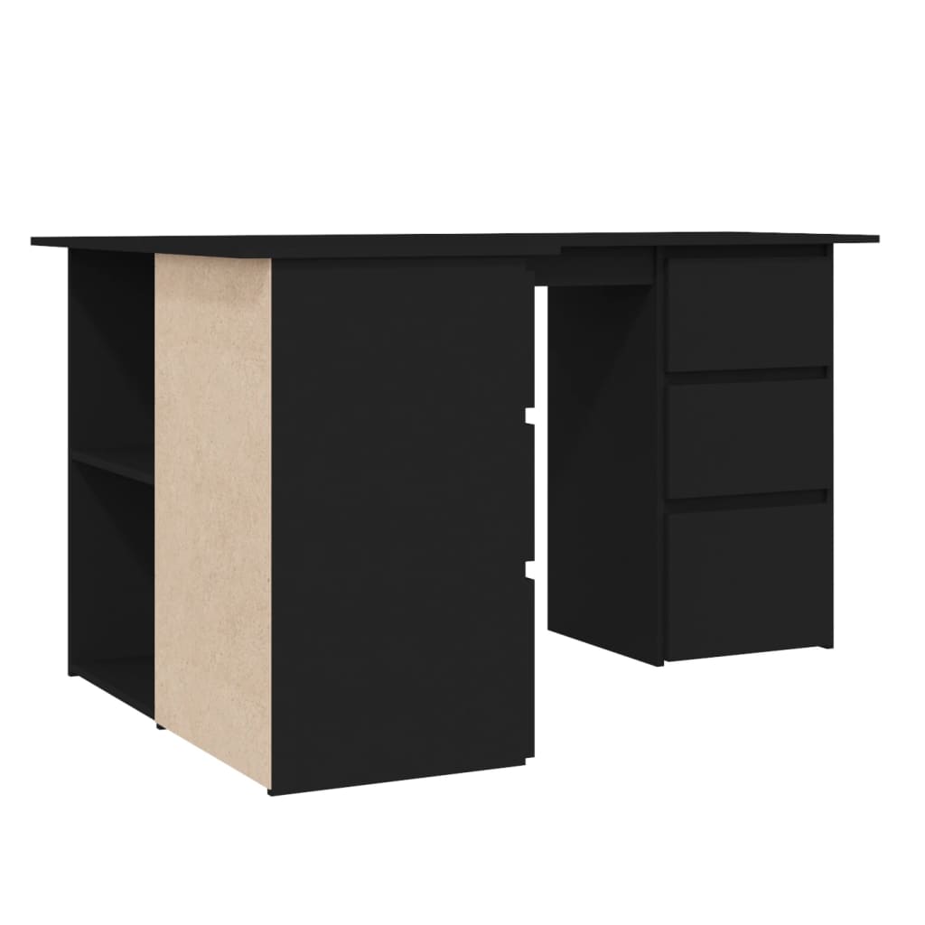 vidaXL - Eckschreibtisch Schwarz 145x100x76 cm Holzwerkstoff