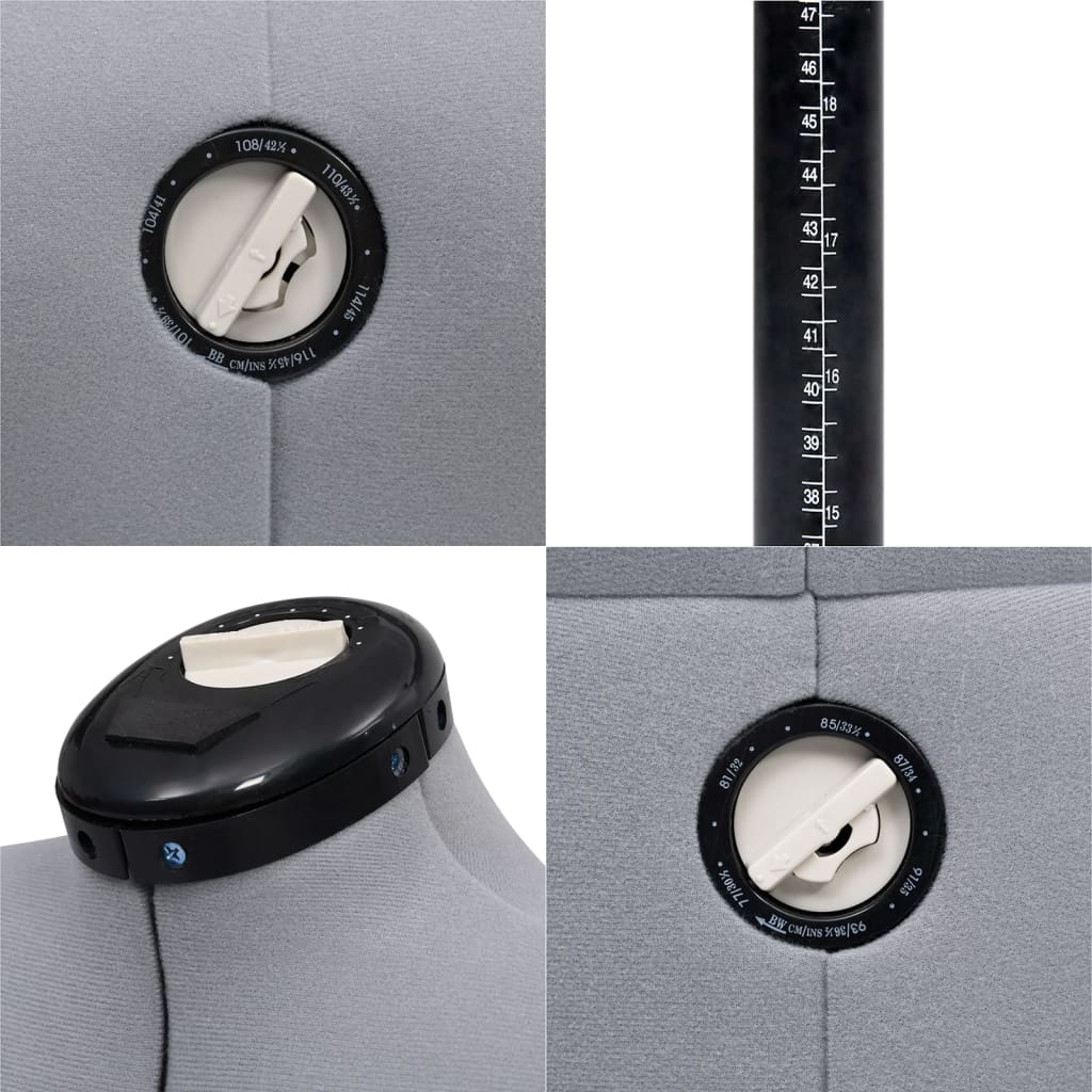 Schneiderpuppe Verstellbar Weiblich Grau M Größe 40-46, vidaXL, 7