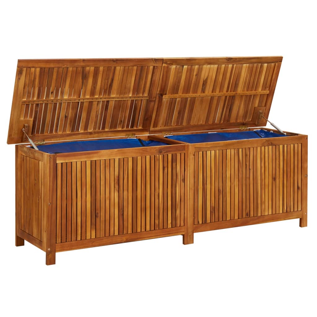 vidaXL – Garten-Aufbewahrungsbox aus massivem Akazienholz, 175 × 50 × 58 cm, mit wasserfester Innentasche