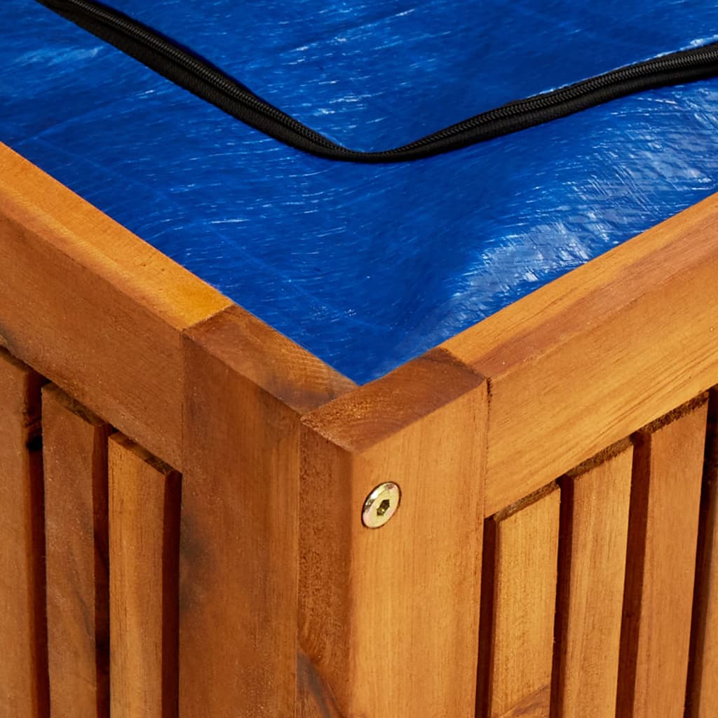 vidaXL – Garten-Aufbewahrungsbox aus massivem Akazienholz, 175 × 50 × 58 cm, mit wasserfester Innentasche