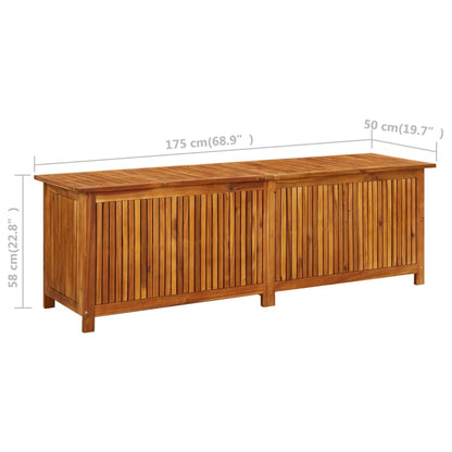vidaXL – Garten-Aufbewahrungsbox aus massivem Akazienholz, 175 × 50 × 58 cm, mit wasserfester Innentasche