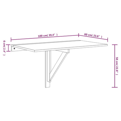 vidaXL – Wandklapptisch aus Holzwerkstoff, 100 × 60 × 56 cm, Räuchereiche