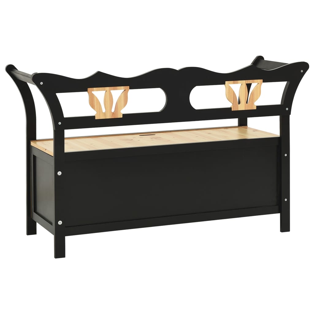 Sitzbank, und Rückenlehne, Bank zum Sitzen, 107x45x75,5 cm, Massivholz Tanne, Schwarz, vidaXL, 5