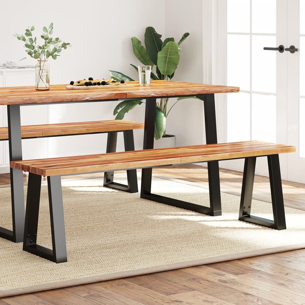 Sitzbank, Bank Baumkante, Bank zum Sitzen, 160 × 35 × 45 cm, Massivholz Akazie, vidaXL, 8