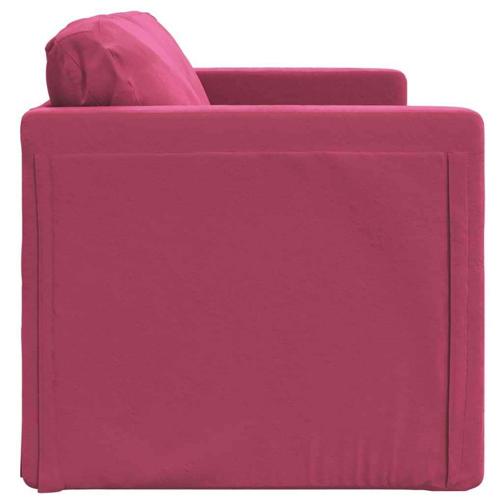 vidaXL – 2-in-1-Bodensofa mit Schlaffunktion, 122 × 204 × 55 cm ausgezogen, Samt, Weinrot