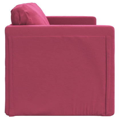 vidaXL – 2-in-1-Bodensofa mit Schlaffunktion, 122 × 204 × 55 cm ausgezogen, Samt, Weinrot
