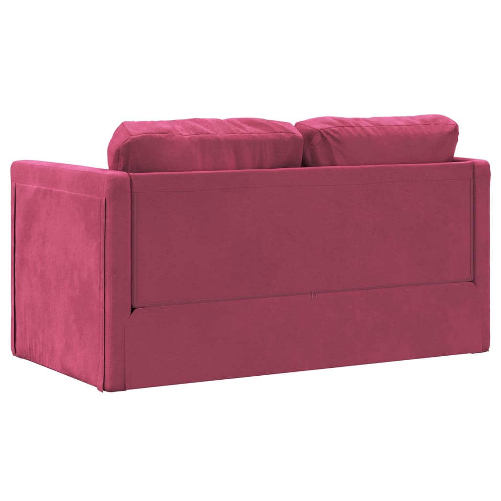vidaXL – 2-in-1-Bodensofa mit Schlaffunktion, 122 × 204 × 55 cm ausgezogen, Samt, Weinrot