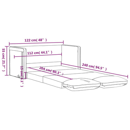 vidaXL – 2-in-1-Bodensofa mit Schlaffunktion, 122 × 204 × 55 cm ausgezogen, Samt, Weinrot