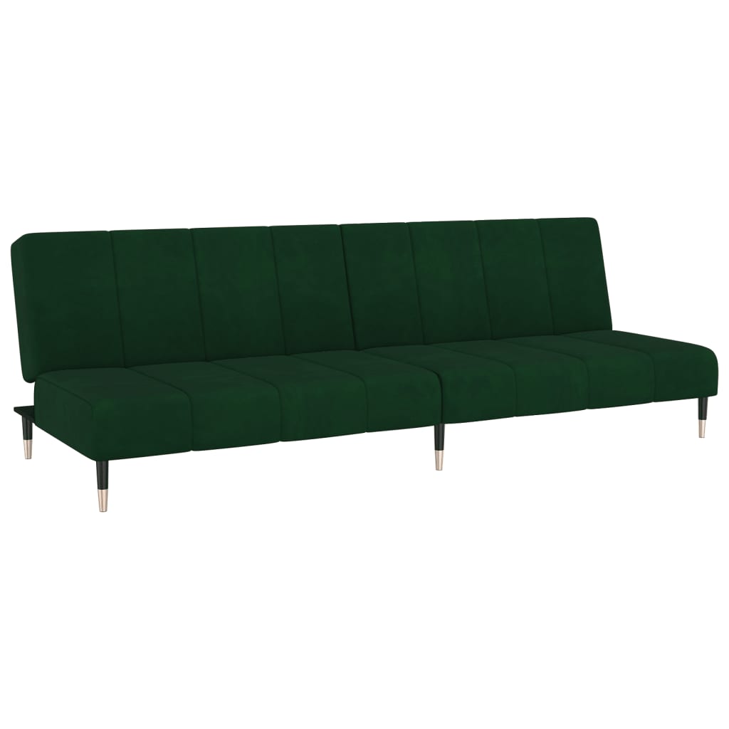 vidaXL Schlafsofa 2-Sitzer Dunkelgrün Samt
