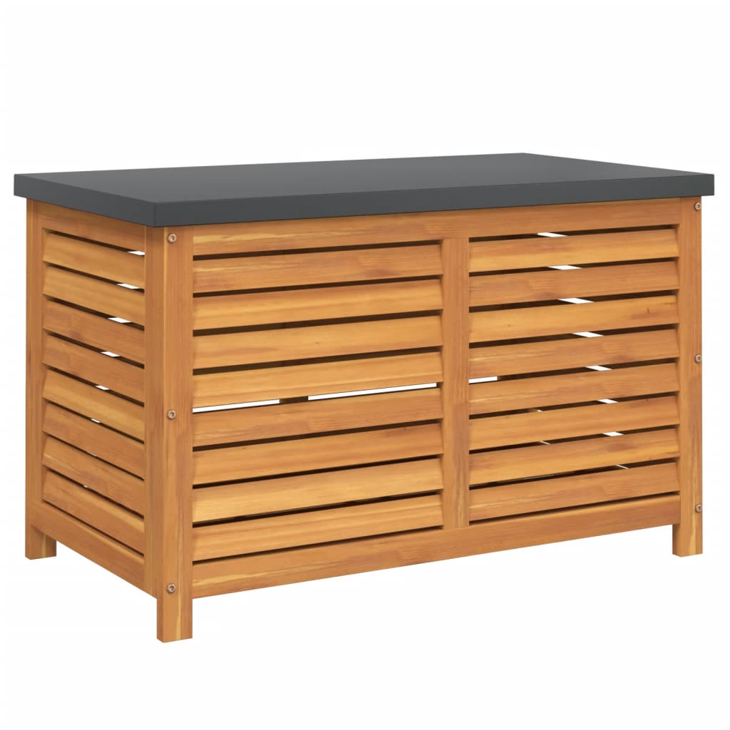 vidaXL – Gartenbox aus massivem Akazienholz mit Metallplatte und Gasfeder, 90 × 48 × 55 cm