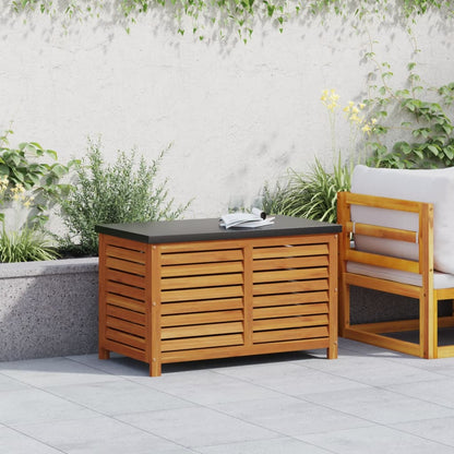 vidaXL – Gartenbox aus massivem Akazienholz mit Metallplatte und Gasfeder, 90 × 48 × 55 cm