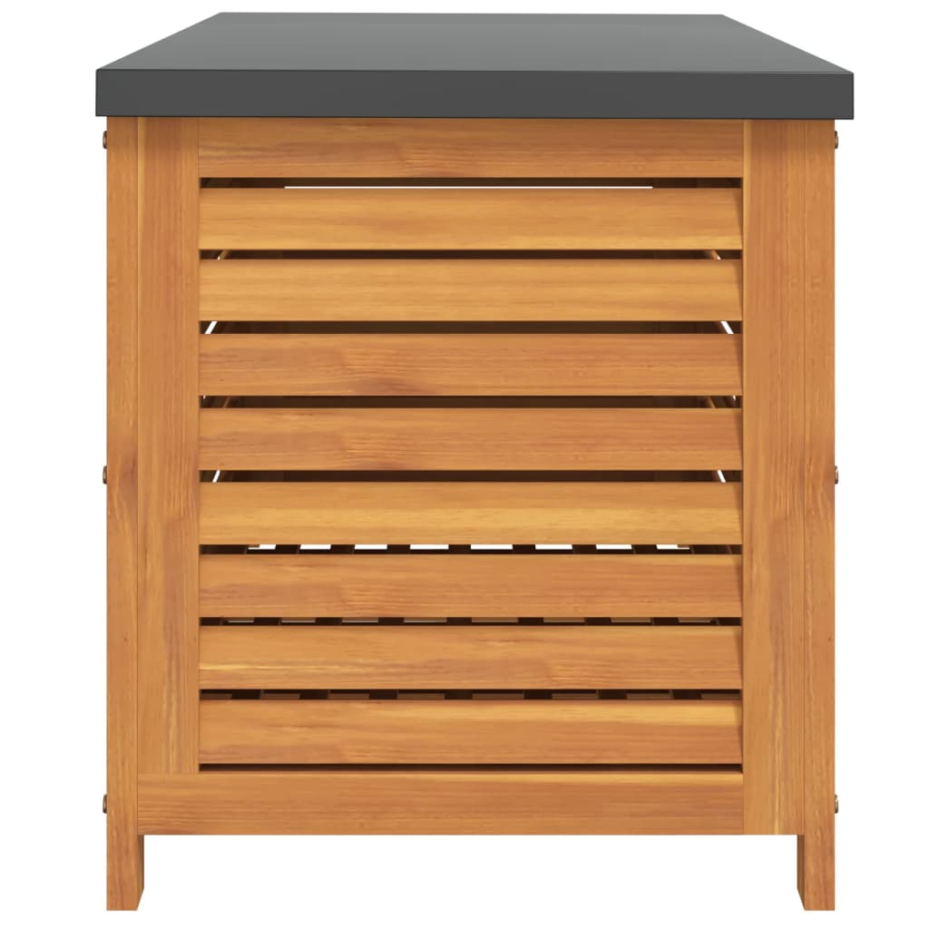 vidaXL – Gartenbox aus massivem Akazienholz mit Metallplatte und Gasfeder, 90 × 48 × 55 cm
