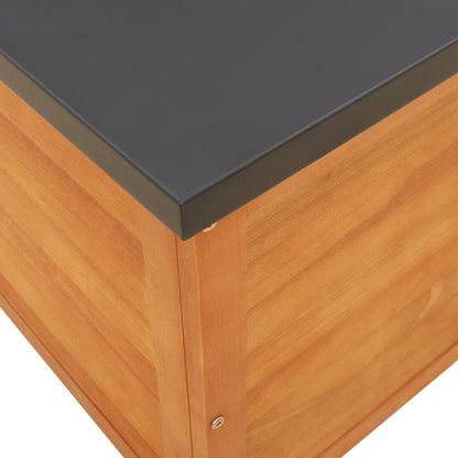 vidaXL – Gartenbox aus massivem Akazienholz mit Metallplatte und Gasfeder, 90 × 48 × 55 cm