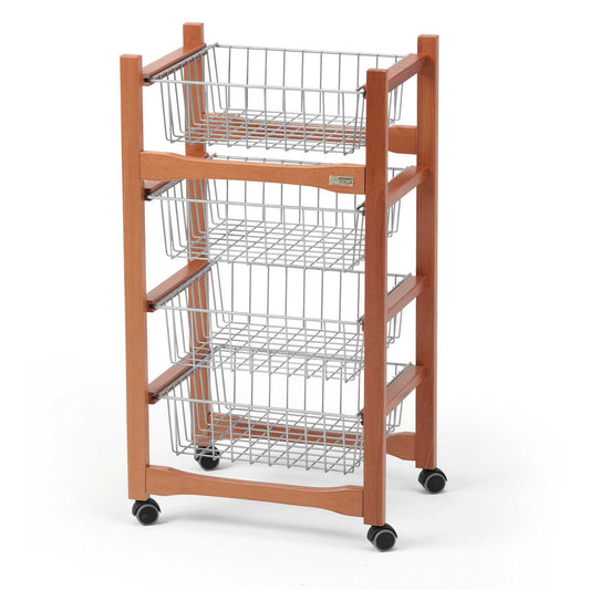 ARIT - Küchenwagen GINGER, Küchenrollwagen mit 4 Schiebekörben, Rollwagen küche, Küchenwagen holz, Kirsche, 1