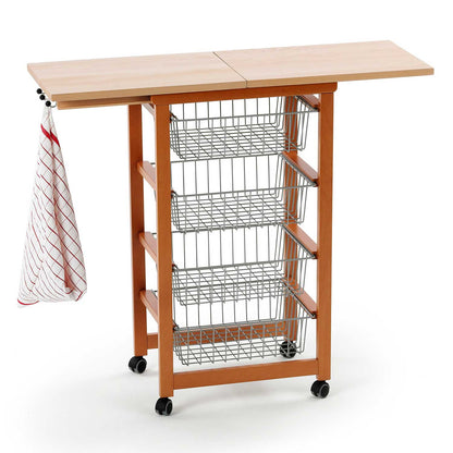 Küchenwagen mit arbeitsplatte GASTONCINO, Arbeitsplatte 48 bis 96 cm, Küchenrollwagen, Küchenwagen holz, Kirsche, ARIT