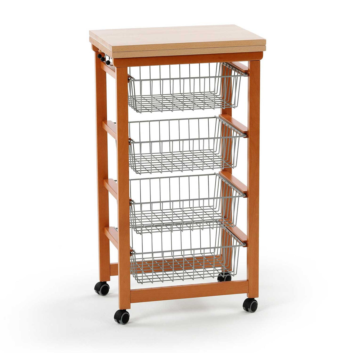 ARIT - Küchenwagen mit arbeitsplatte GASTONCINO, Arbeitsplatte 48 bis 96 cm, Küchenrollwagen, Küchenwagen holz, Kirsche, 1