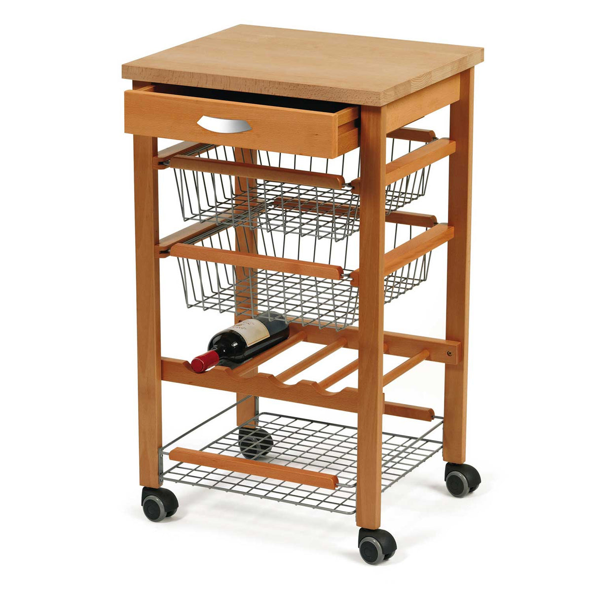 Küchenwagen, mit arbeitsplatte, Flaschenregal, Rollwagen küche, Küchenrollwagen, Küchenwagen holz, Kirsche, Arit Arturo, 2