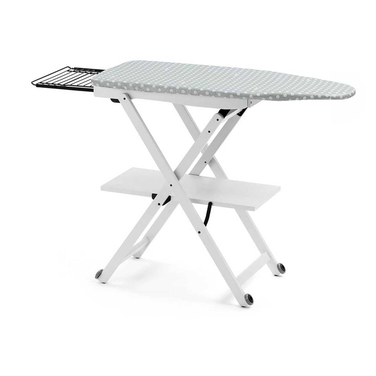 Bügeltisch, Bügeltisch höhenverstellbar: 84-88-91-93 cm, Räder an der Basis, verschiebbarer Bügeleisenhalter, STIROCOMODO, 2