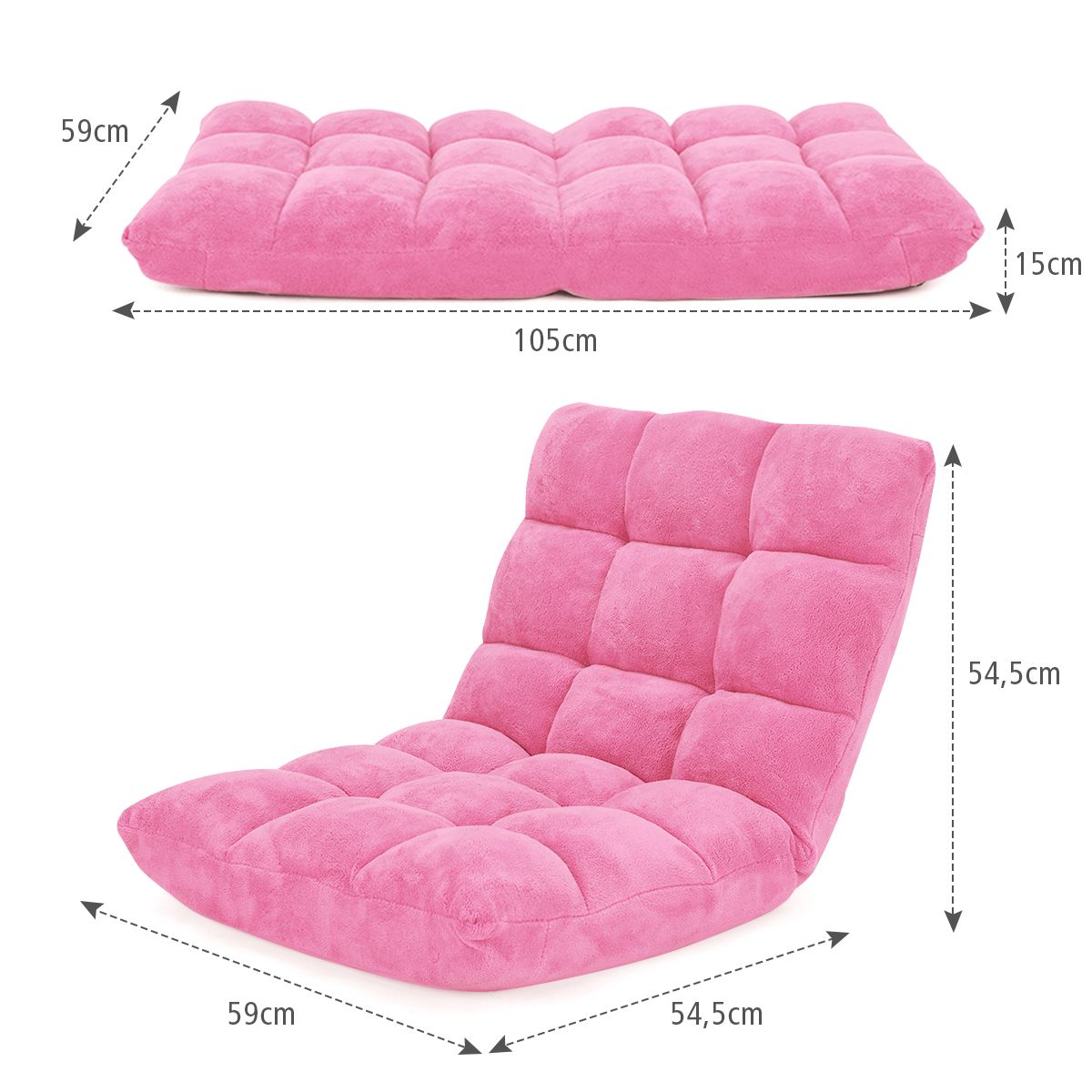 Bodensessel, Bodensofa, Bodenstuhl Faltbares Lazy Sofa Faul Tatami Bodenkissen, Rosa, Costway, 9