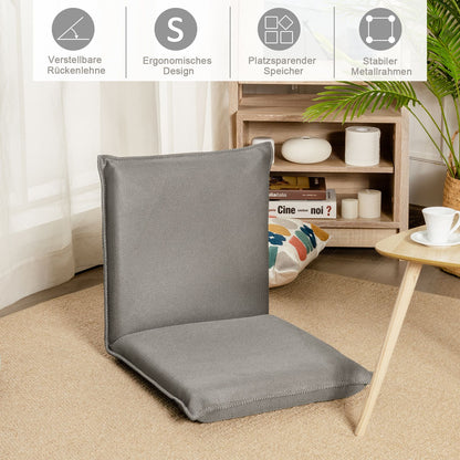 Bodensessel, Bodensofa, Bodenstuhl mit 6- stufig Verstellbarer Rückenlehne Game Sessel gepolstert, Grau, Costway, 10