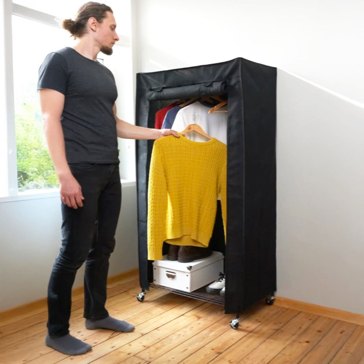 Schwerlast Faltschrank, Stoffkleiderschrank, Kleiderschrank auf Rollen, art moon Buffalo, Linen