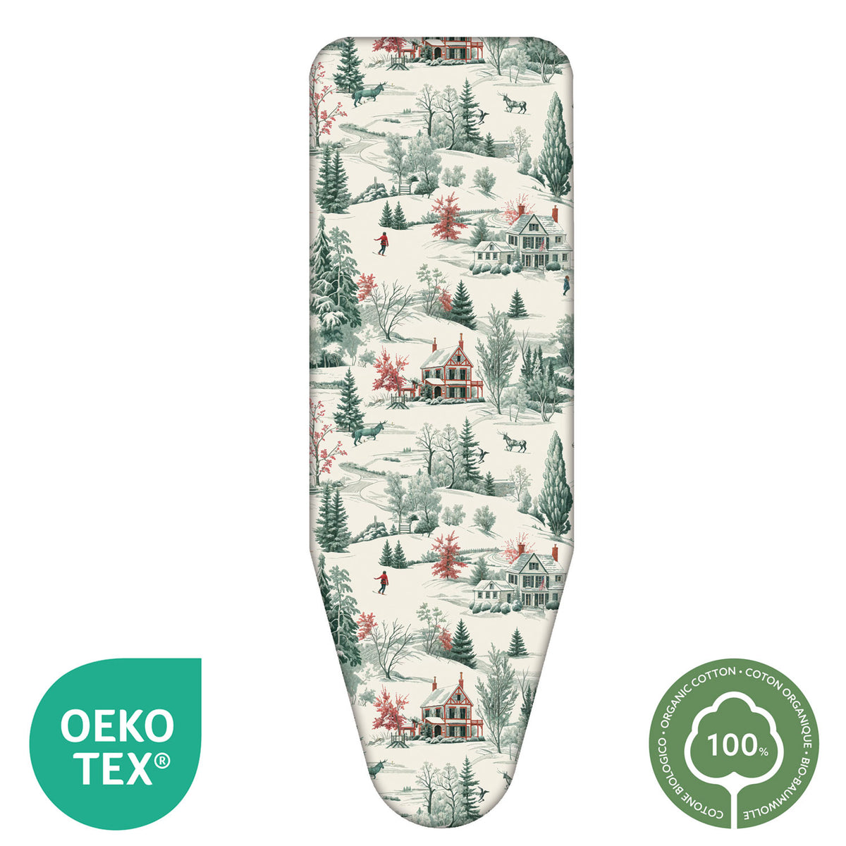Bügelbrettbezug XL, 140×55 cm – Zweischicht-Bügeltischbezug aus Bio-Baumwolle & dickem Molton, mit Clip, Made in Italy, Colombo Winter Alps, 2