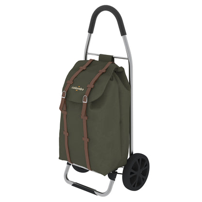 Colombo DAKAR - Einkaufstrolley, Einkaufswagen, mit XL-Rädern, wasserdichter Polyester-Tasche, 50 Liter, Grün