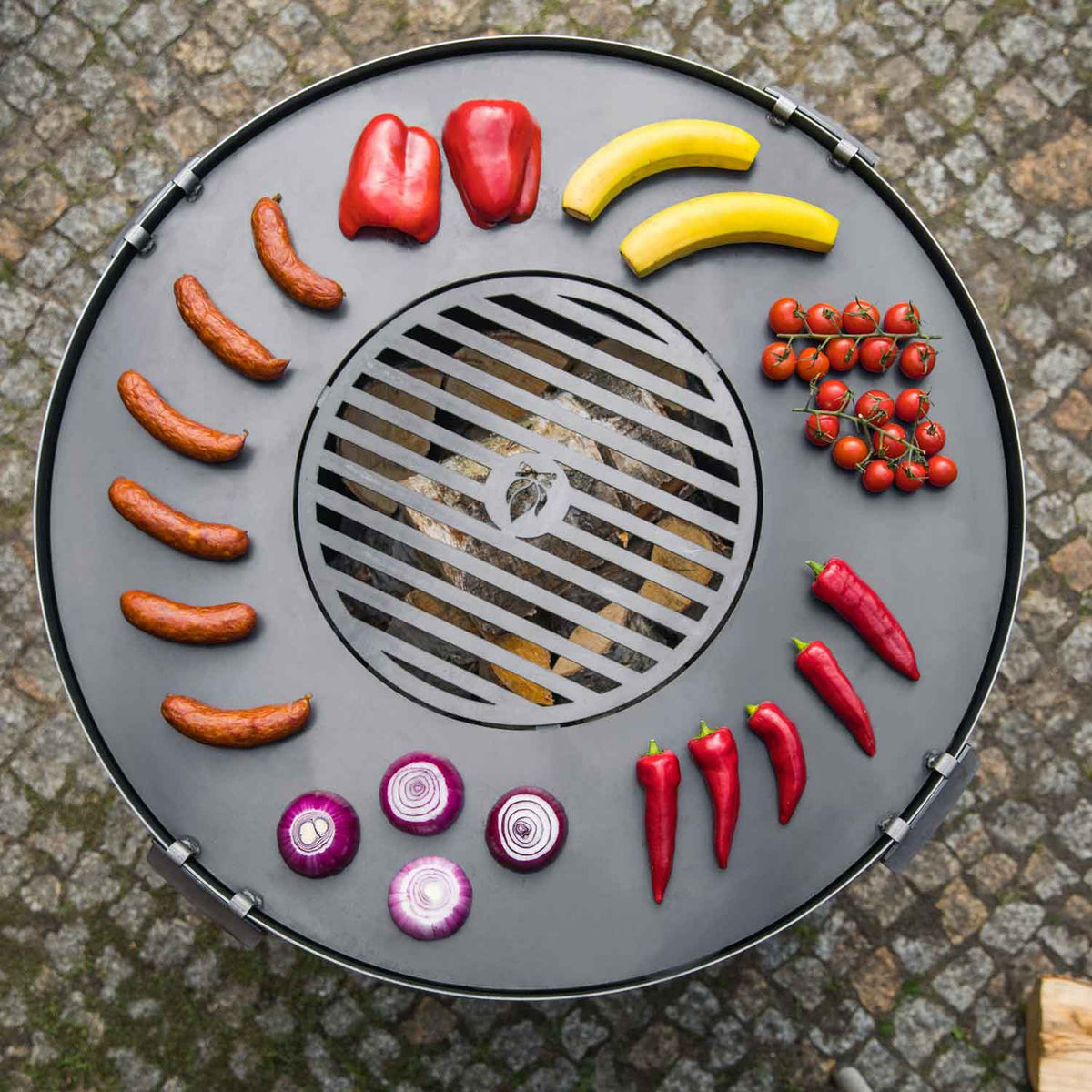 Grillplatte für Feuerschale mit Grillrost und 4 Griffen - Dia. 102cm, Cook King, Hergestellt in Europa, 7