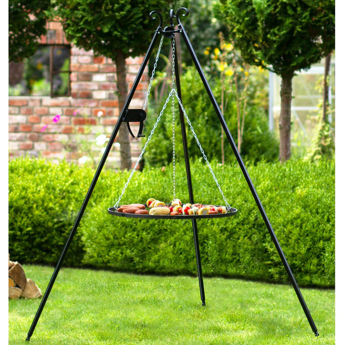 Schwenkgrill 180 cm - Grillrost aus Rohstahl + Kurbel - Dia. 70cm, Cook King, 2