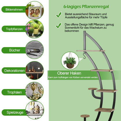 Pflanzenregal, Blumenständer, Blumentreppe, 7-Stufiger Hoher Metall-Pflanzenständer Leiter-Pflanzenregal, Costway, 4